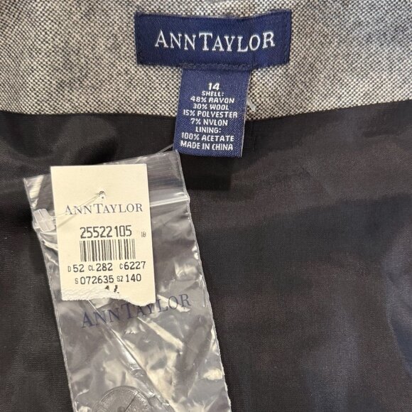 ANN TAYLOR Skirt Womens Sz 14 Wool Blend Button Academia Old Money Office NWT - Picture 6 of 8